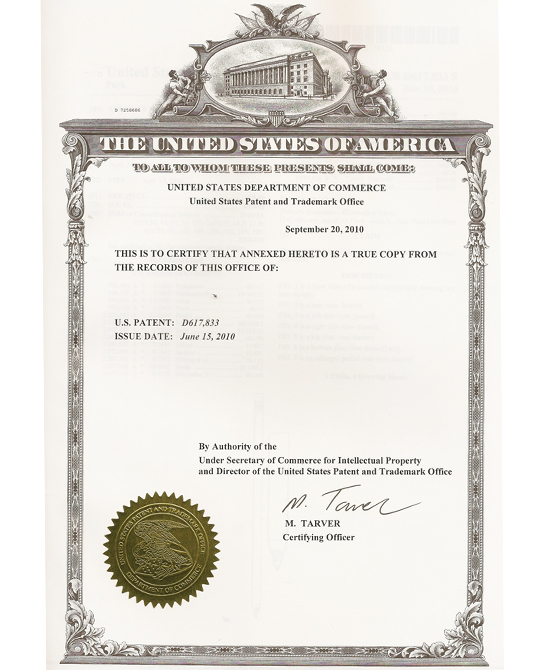 U.S.A. Certificate of Design Registration
